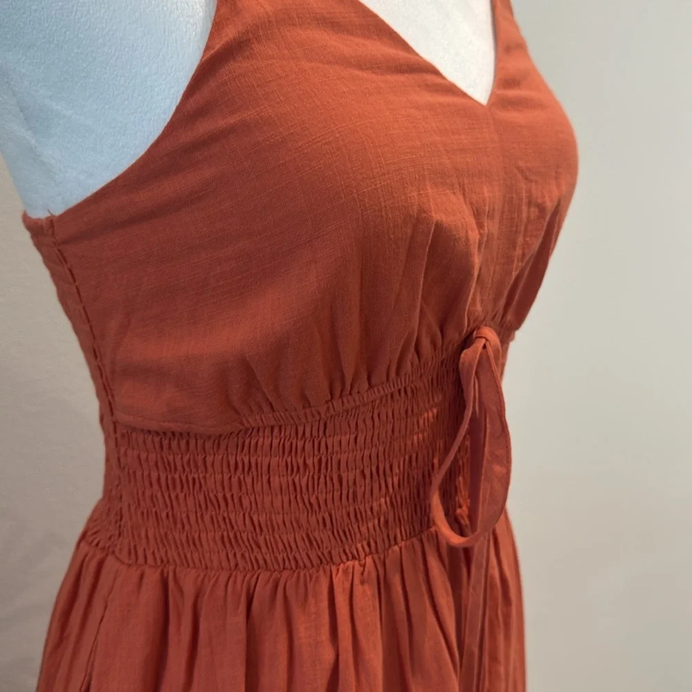 Grace Karin Rust Color Maxi Dress Summer Flowy Cotton Spaghetti Strap S - Picture 5 of 16